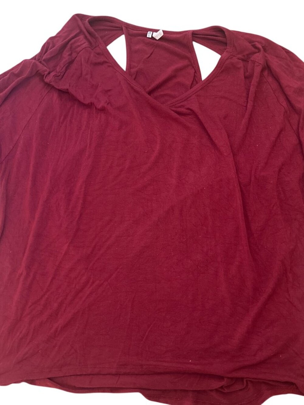 Studio Y Womens Top XL Red 3/4 Sleeve Open Back Detail Solid Print